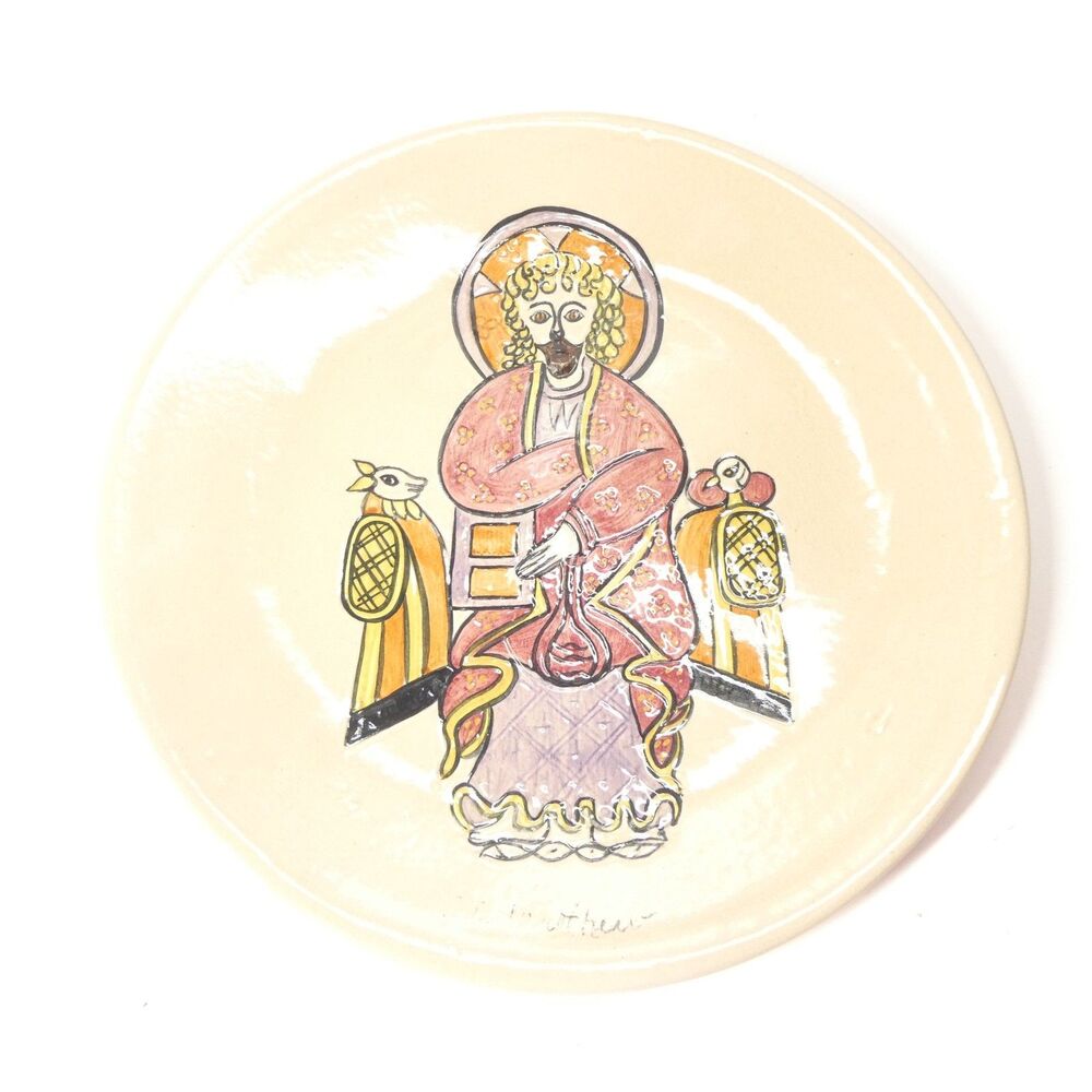 St. Matthew Book of Kells Painted Plate 9" Bray Design Ireland Vintage